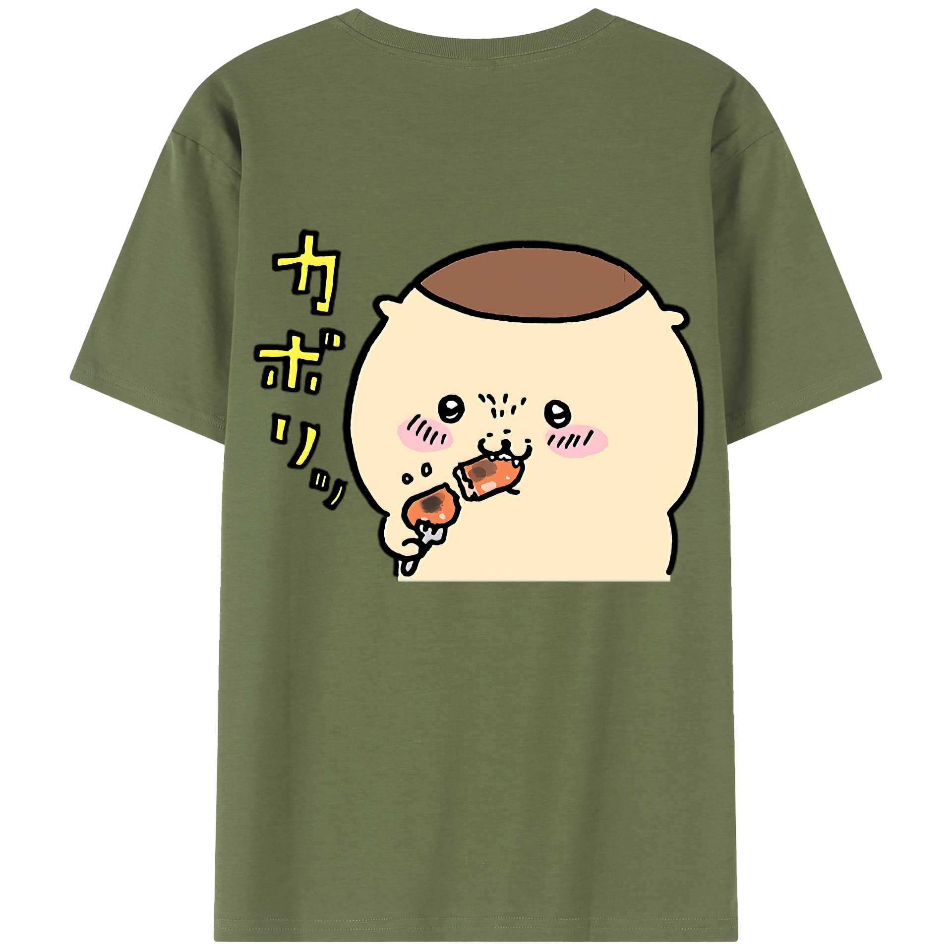 （画像用） ちいかわ くりまんじゅう Chii-kawa kuri manjū 綿100％半袖Tシャツ（背面プリント）